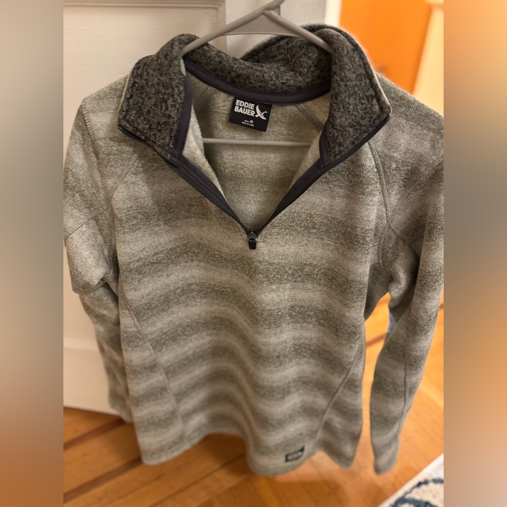 Eddie Bauer Men's Gray Fleece Jacket Medium